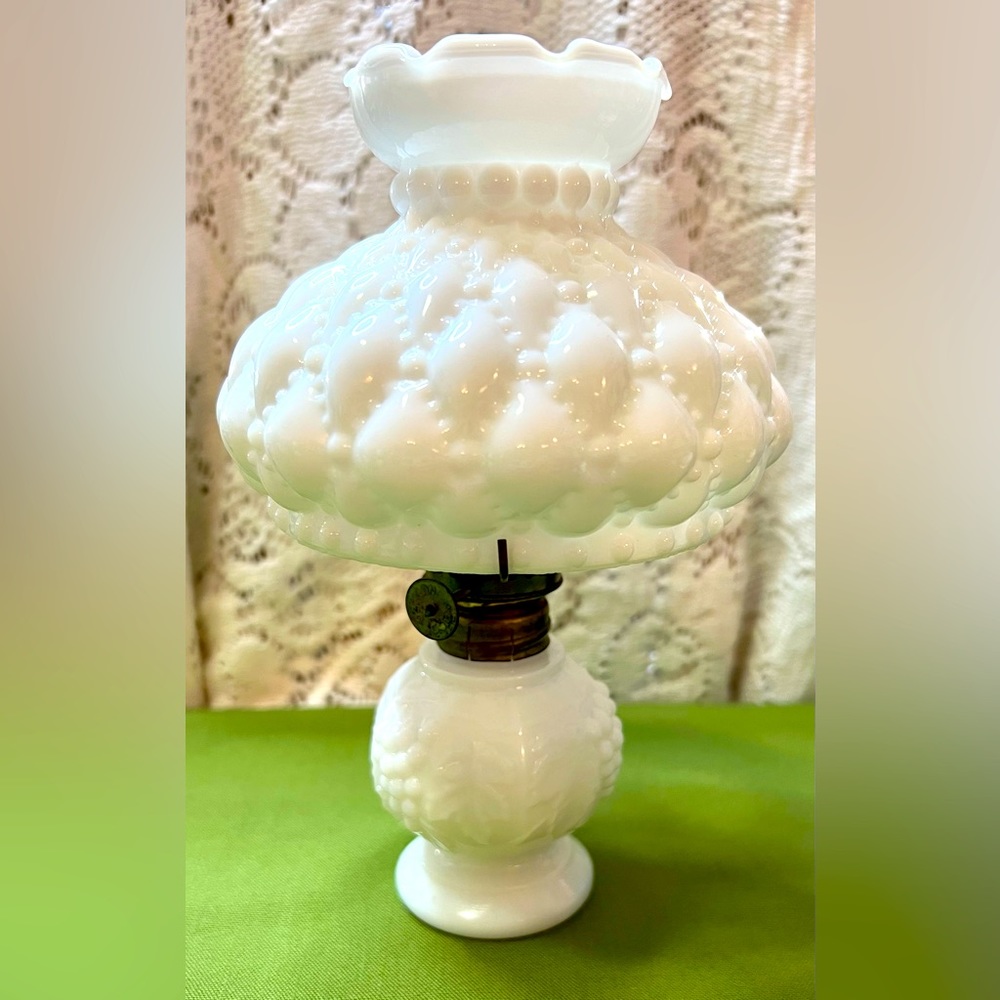 Small/Medium Milk Glass Vintage Oil Lamp